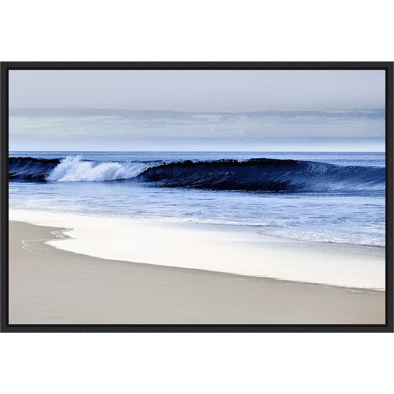 Blue Wave II (Beach) by Devon Davis 23-in. W x 16-in. H. Canvas Wall Art Print Framed in Black